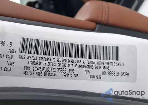 2015 Jeep Grand Cherokee Summit from USA, damaged, VIN 1C4RJFJG1FC135935